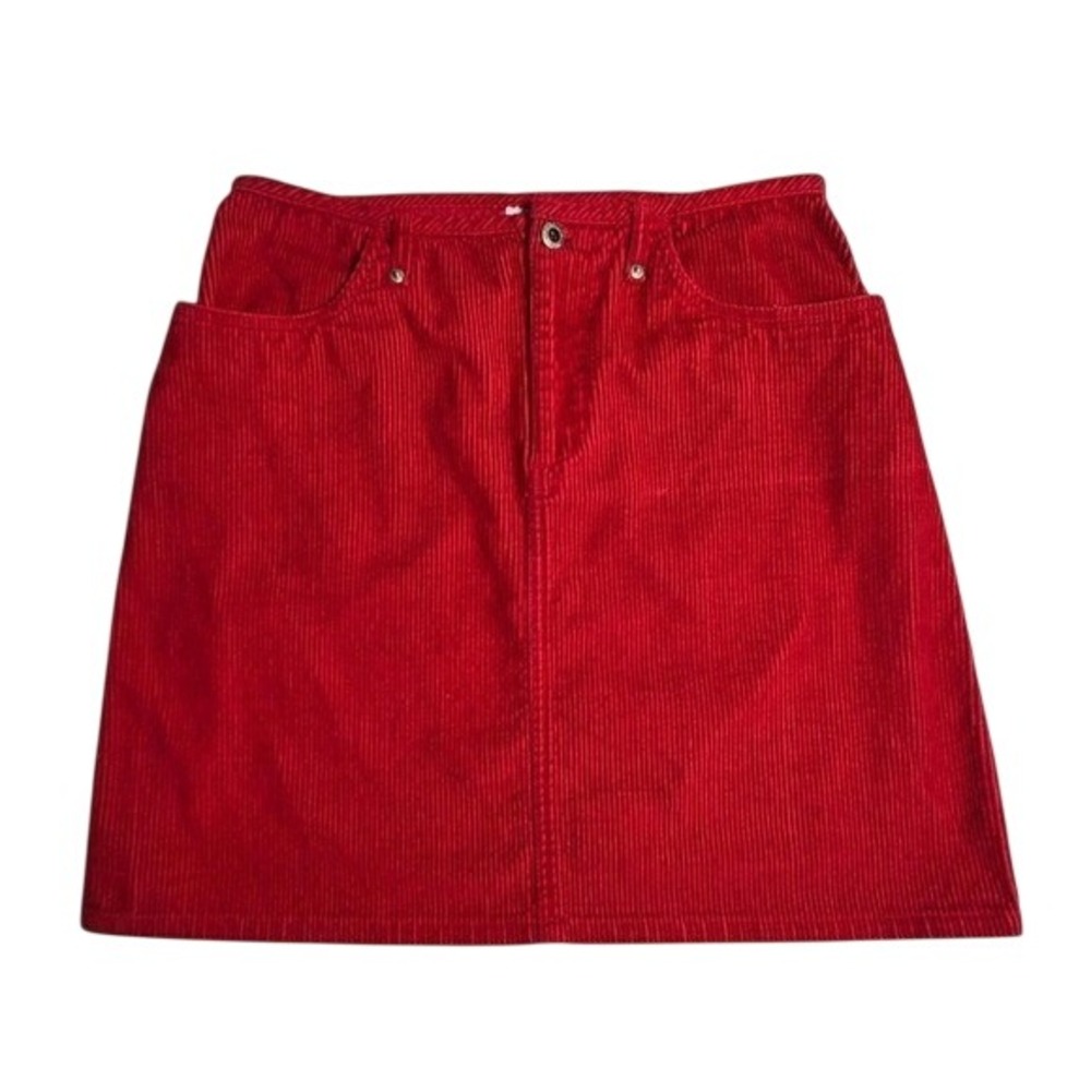 90's y2k red corduroy mini skirt / Preppy, indie, alt, sport, 4th of July outfit